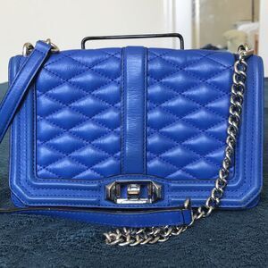Rebecca Minkoff blue quilted love crossbody bag